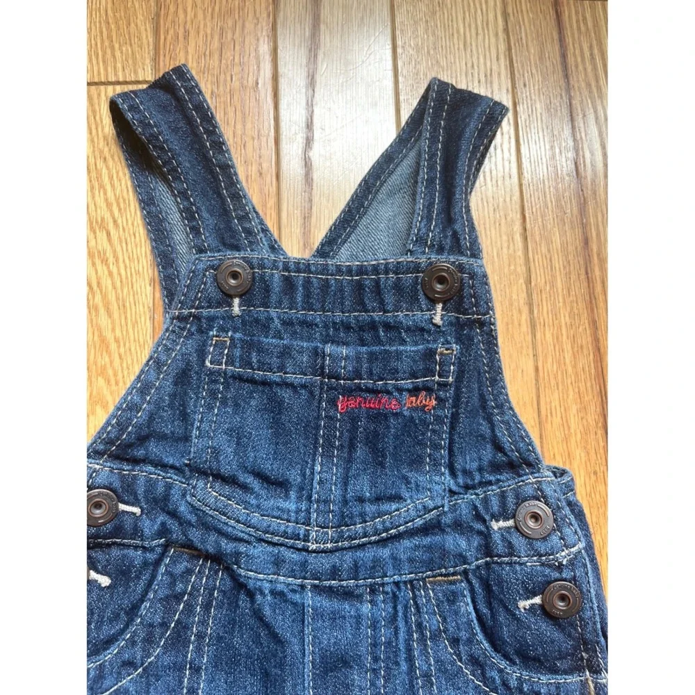 Genuine Baby from OshKosh Denim Overalls‎ Dark Wash Blue Shortalls 3M Infant